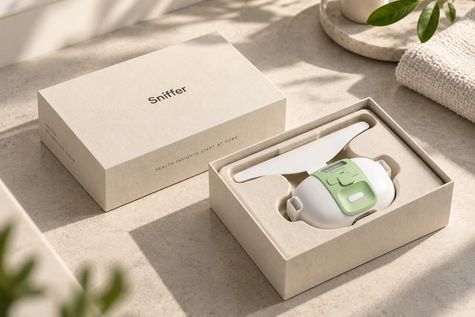 Sniffer sensing device in its packaging